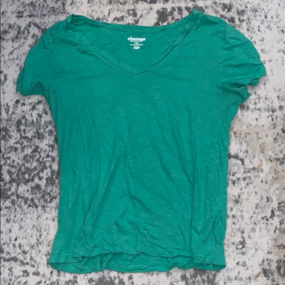 Vintage Green V-Neck Tee